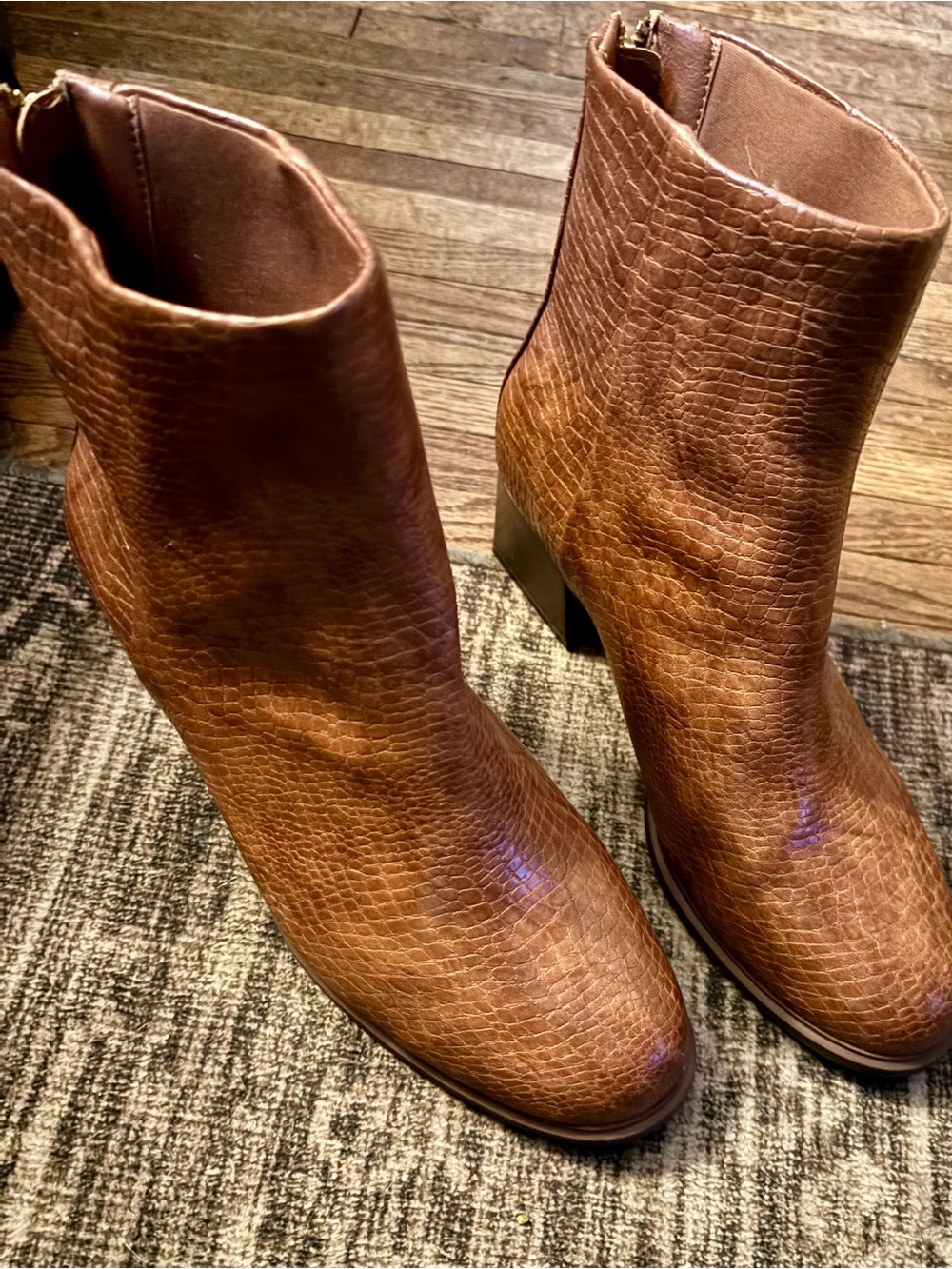 Baretraps  “Bessie” Brown/Tan Textured Ankle Boots -Brand New.